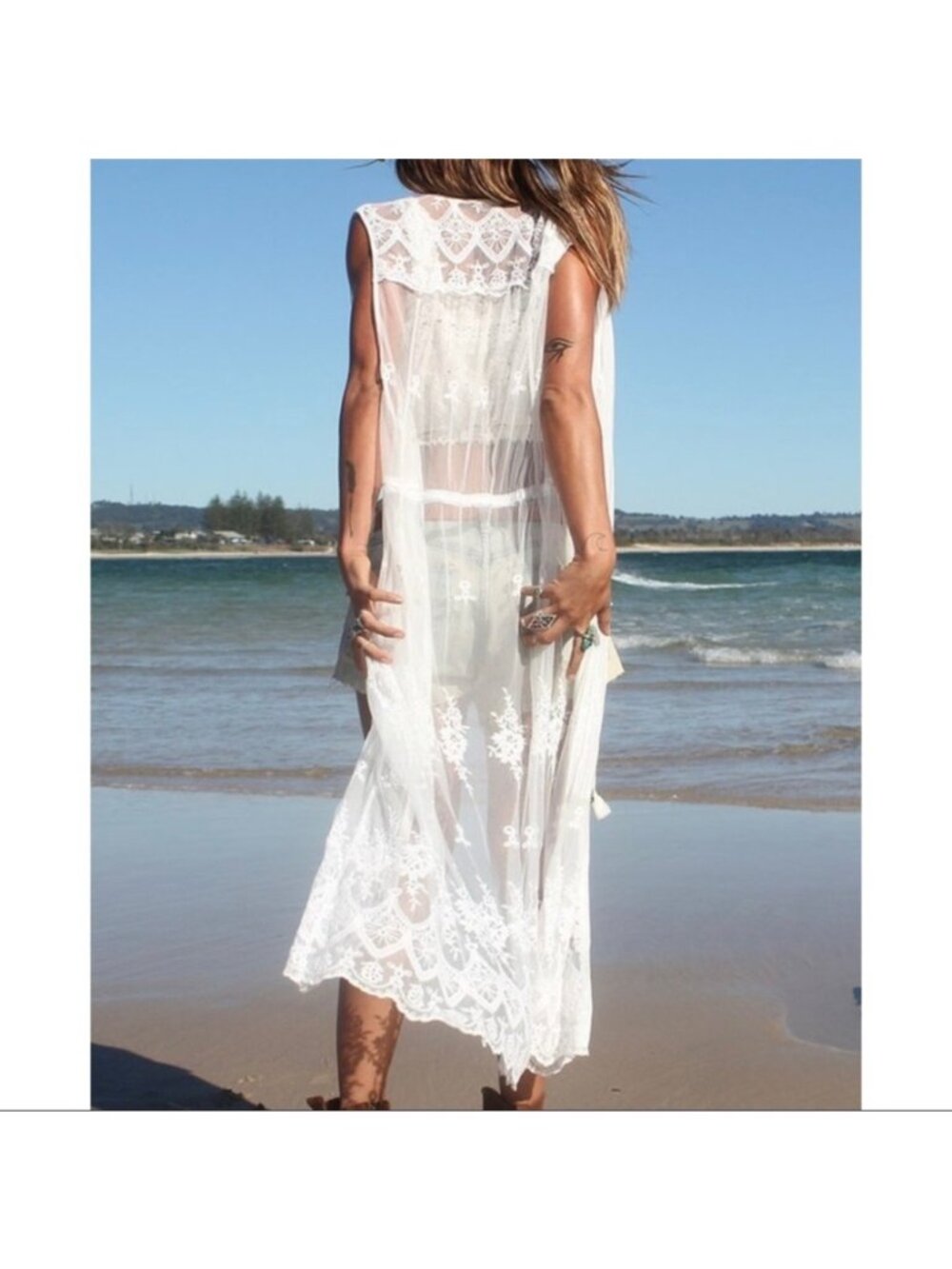 Spell VGUC Ophelia Cream Lace Duster Vest in Small - Picture 4 of 9